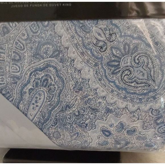 Ralph Lauren LAUREN FLANNEL 100% Cotton Blue BANTRY PAISLEY King Duvet Cover Set - Picture 10 of 10